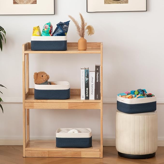OIAHOMY 4 Pack Storage Baskets for Organizing, Small Bins for Shelves, Cute - Image 6