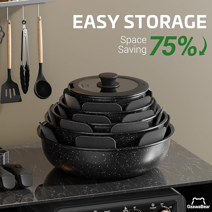 23 Pcs Pots and Pans Set Non Stick, Ceramic Cookware Set Non Toxic - Image 4