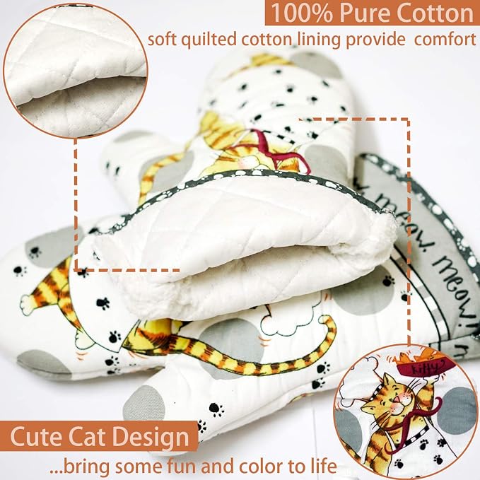 Oven Mitts and Pot Holders Sets, Funny Kitchen Oven Mitts Heat Resistant of 500 - Image 5
