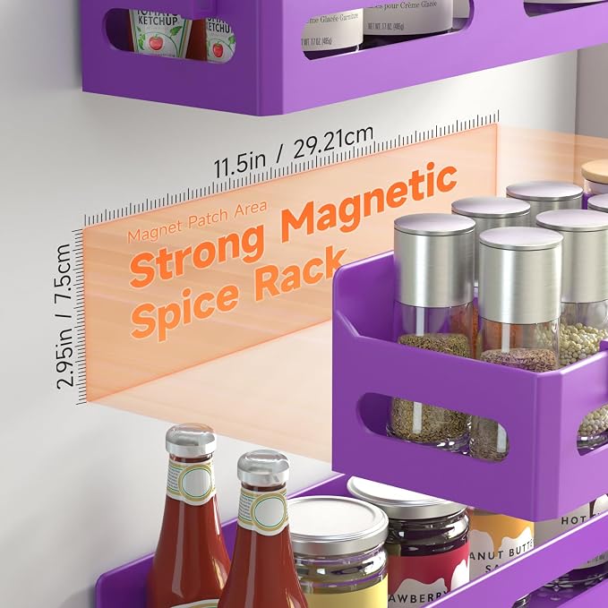 Sevenblue 4 Pack Strong Magnetic Spice Rack - Image 2