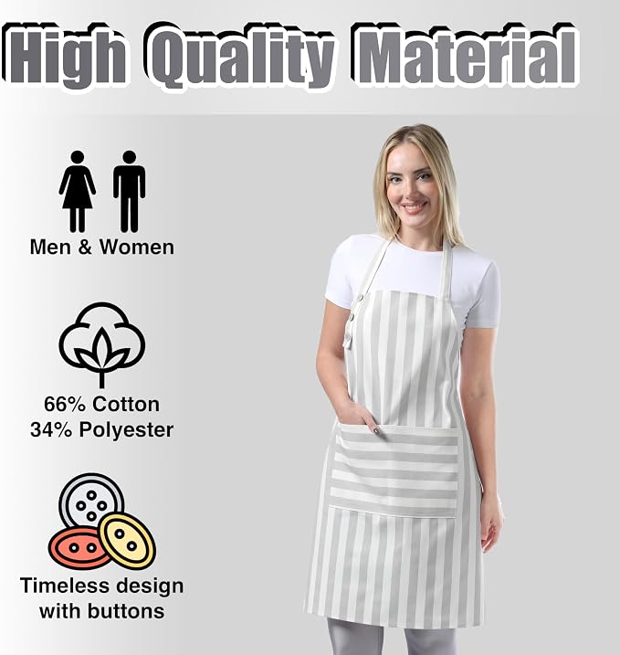TOSHEX Kitchen Apron Waterdrop Resistant Cotton Apron - Image 3