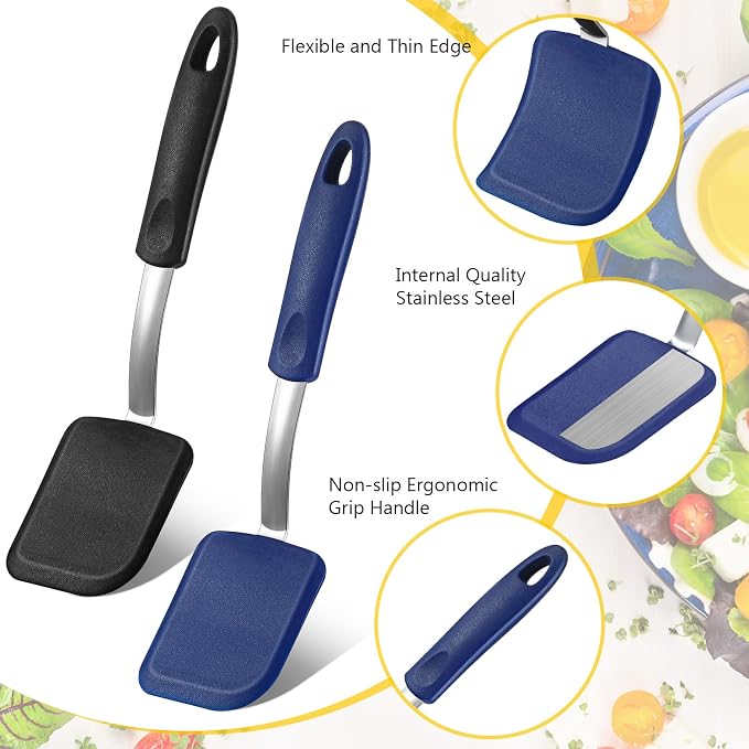 Silicone Cookie Spatula Turner 2 Pack Mini Brownie Spatula Flexible Kitchen - Image 3