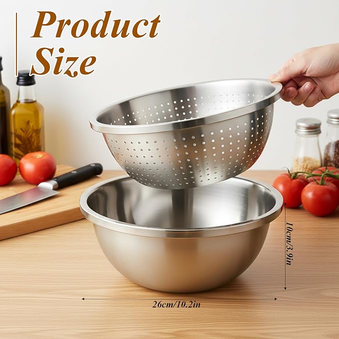 304 Stainless Steel Colander and Strainer, 5QT Large Capacity - Image 2
