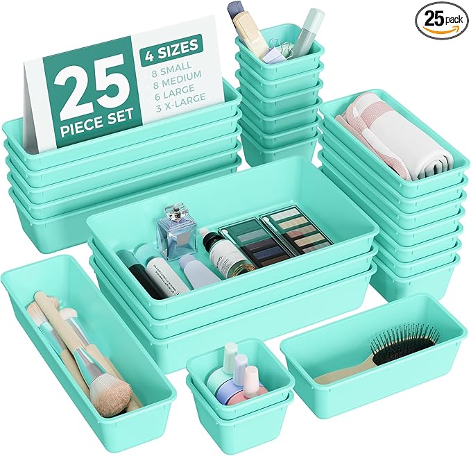 BiuLeon 25 PCS Plastic Drawer Organizers Set, 4-Sizes Vanity and Makeup by Unknown