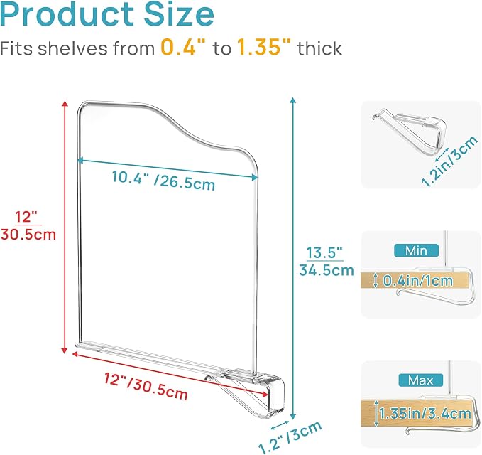 Vtopmart 12 Pack 12in Height Shelf Dividers - Image 2