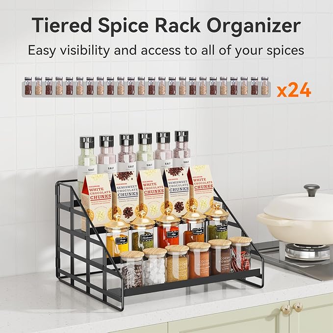 Bunoxea Spice Rack 4 Tier Kitchen Cabinet Organizer, Countertop Spice Rack - Image 8