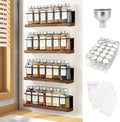 Magnetic Spice Rack with 24 Jars, 216 Labels, 1 Steel Funnel by KitHero