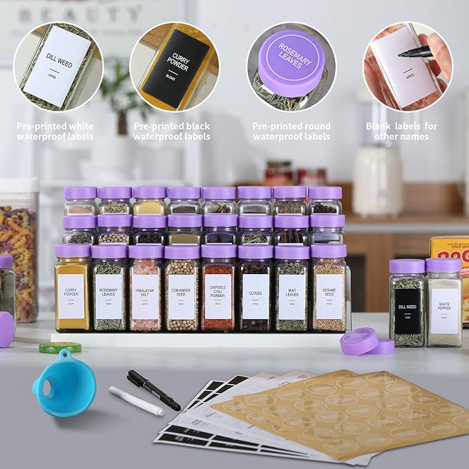 48 Glass Spice Jars with Labels, Spice Jar Set, 4oz Spice Containers, Seasoning - Image 3