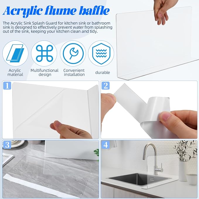 PRETYZOOM Acrylic Sink Water Splash Guard, 15.7x8 Inches Sink Splash Guards - Image 4