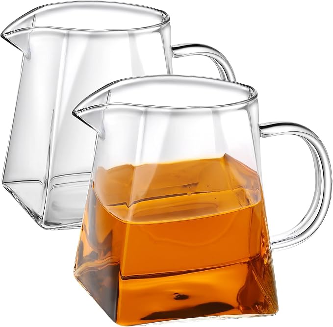 Leinuosen 2 Pcs Glass Pitcher Elegant Shaped Glass Tea Pitcher Coffee Milk by Leinuosen
