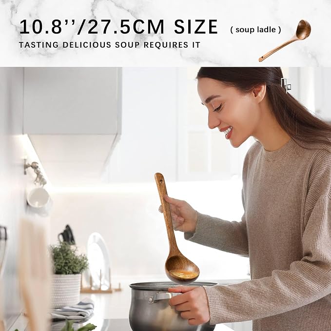 Wooden Spoons for Cooking, Nonstick Cooking Utensil Set - Image 3