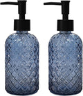 Blue Glass Dish Soap Dispenser for Kitchen, 12oz Refillable Liquid Hand Soap by YYTSGG