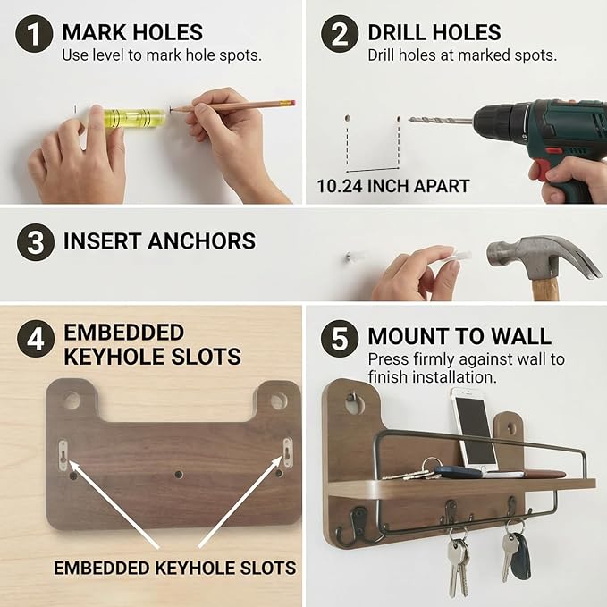 REFGY Key Holder for Wall with Shelf - Image 7