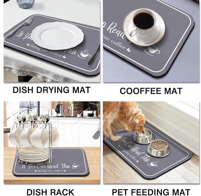 Coffee Bar Mat for Countertops 19inx12in, Absorbent Hide Stain Anti-Slip Cafe - Image 8