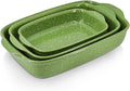 Ceramic Baking Dishes for Oven, Heavy Duty Bakeware Dish Set of 3, Rectangular by Krokori