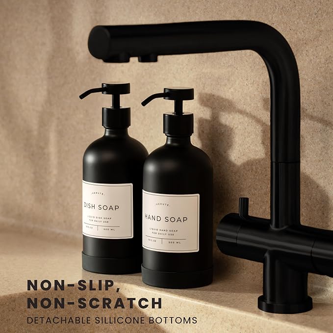 Hand and Dish Soap Dispenser for Kitchen and Bathroom, Stainless Steel Pumps - Image 2