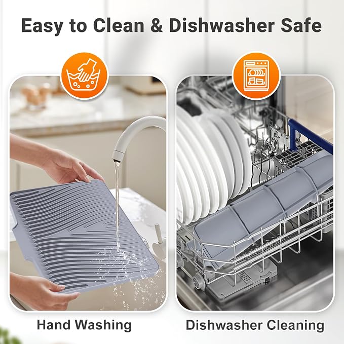 Silicone Dish Drying Mat for Kitchen Counter, Dish Drying Pad, Non-Slip Drain - Image 4