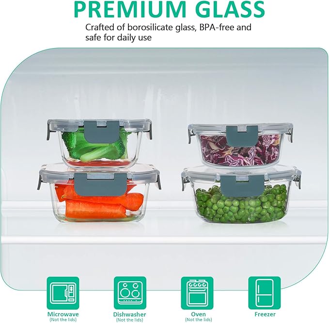 KOMUEE 24 Pieces Glass Food Storage Containers Set, Meal Prep Containers - Image 3