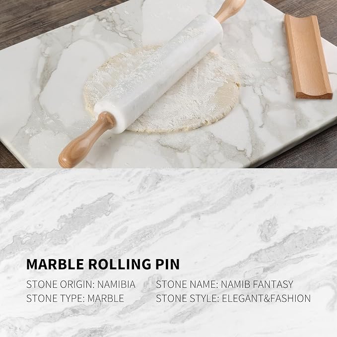 Koville Marble Rolling Pin, Non-Stick African Stone Polished Dough Roller - Image 4