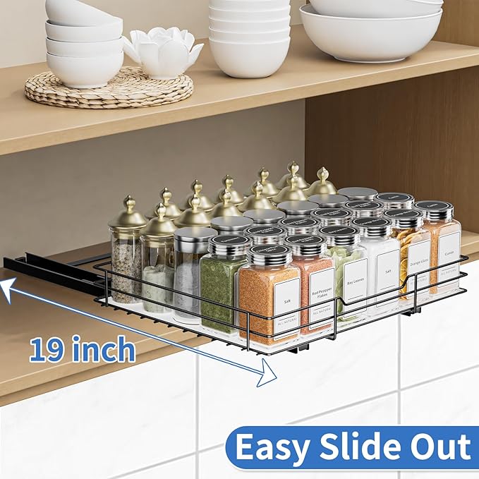 BOIVSHI Spice Rack Organizer for Cabinet, 1 Tier Pull Out Spice Rack, Spice - Image 4