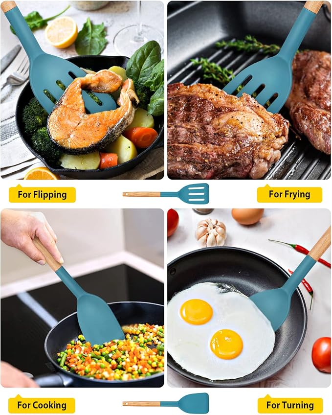 Pack of 2 Silicone Cooking Spatula, Heat Resistant Solid Turner, Non Stick - Image 4