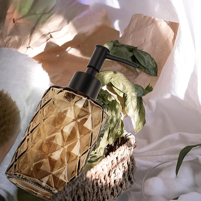 Dark Brown Glass Soap Dispenser - Image 3