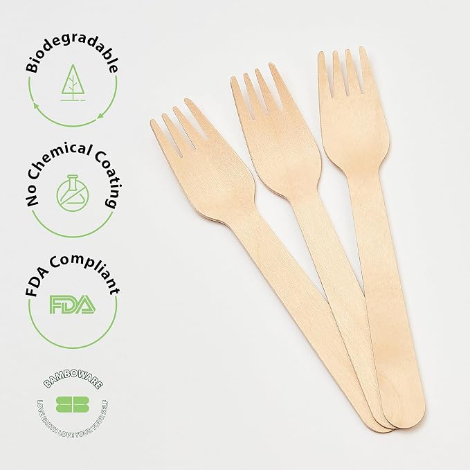 Wooden Forks 300 Pieces | 100% Natural Birch Wood Disposable Forks | - Image 4