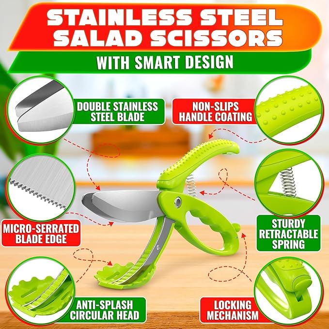 Salad Scissors for Chopped Salad – Multiblade Cooking Scissors for Kitchen - Image 3