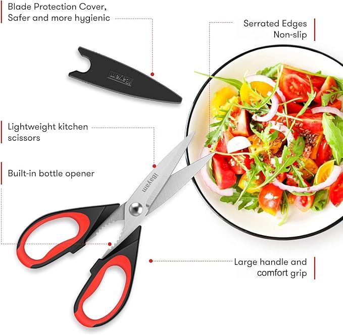 iBayam 3-Pack 8.5"Kitchen Scissors All Purpose Heavy Duty - Image 5