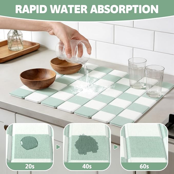Yamaziot Stone Drying Mat for Kitchen Counter, Quick-Dry Diatomaceous Earth Mat - Image 4