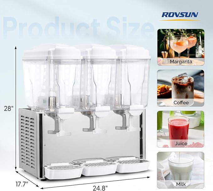 ROVSUN 14.4 Gallon/54L Commercial Beverage Dispenser Drink Dispenser, 18L X 3 - Image 8