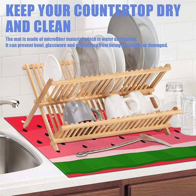 Watermelon Dish Drying Mat for Kitchen Counter Fruit Drying Pad Absorbent - Image 5