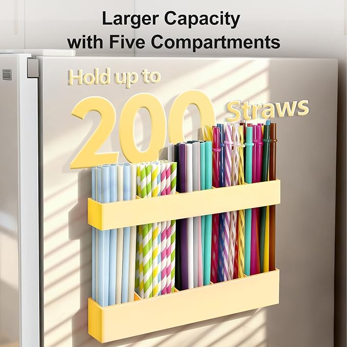 Straw Holder for Cabinet Door, 9.6” Adjustable Two-Part Large Acrylic Straws - Image 3