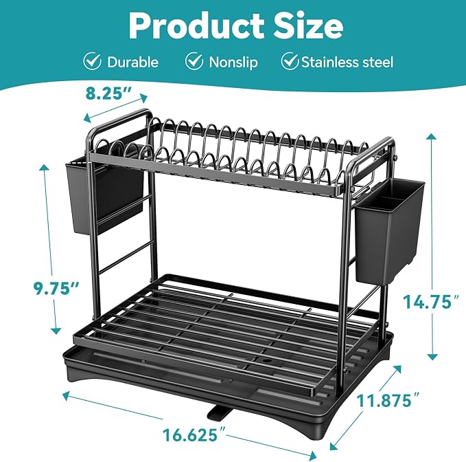 Simple Trending Dish Drying Rack, 2-Tier Dish Rack - Image 2