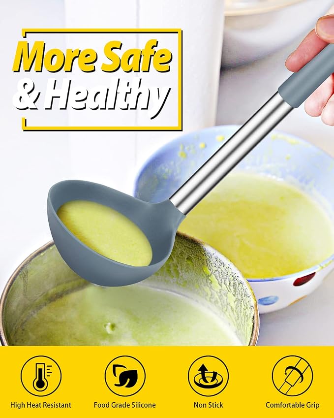 Pack of 2 Ladle Spoon, Silicone Large Spoon - Image 4