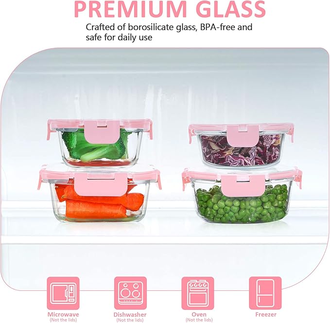 KOMUEE 24 Pieces Glass Food Storage Containers Set, Meal Prep Containers - Image 3