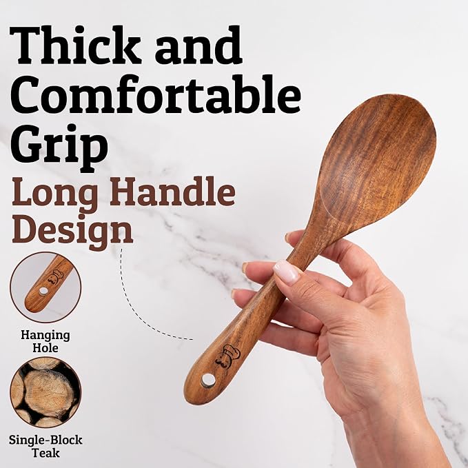 PriorityChef Premium Teak Wooden Spoon - Image 3