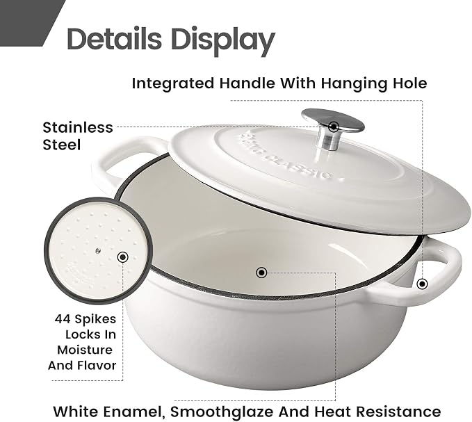 EDGING CASTING Dutch Ovens Enameled Cast Iron Covered 5.5 Quart Dutch Oven - Image 4