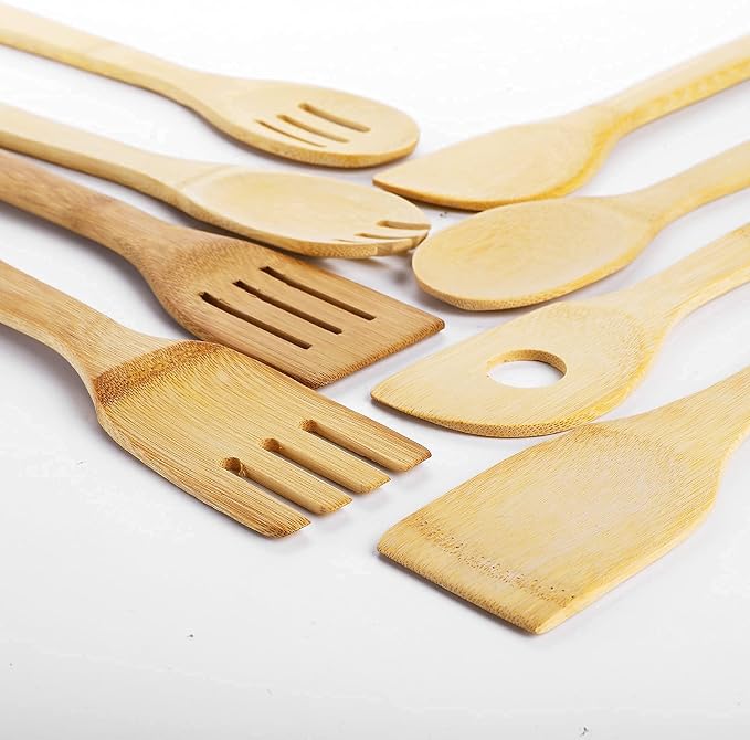 DEAYOU 16 PCS Bamboo Kitchen Utensils, Wood Spoons Spatula Set - Image 4