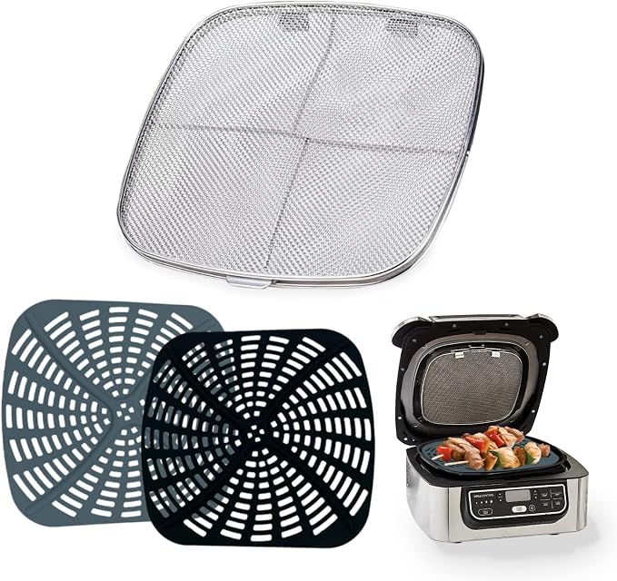 Replacement Stainless Steel Splatter Shield and Reusable Silicone Liner Set by KINLYBO