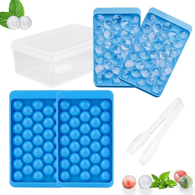 2 Pack Ice Cube Trays Set -with Lids, Storage Container & Ice Tongs, 66-Count by WELKORCateringEquipment