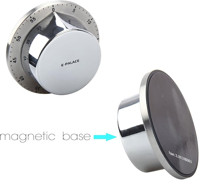 Kitchen Timer, 60 Minute Timer, Magnetic Loud Alarm, Mechanical Stainless Steel - Image 7