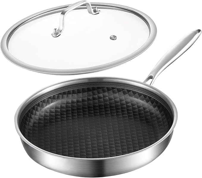 DELARLO 10 inch Tri-Ply Stainless Steel Frying Pan by DELARLOCOOKWARE