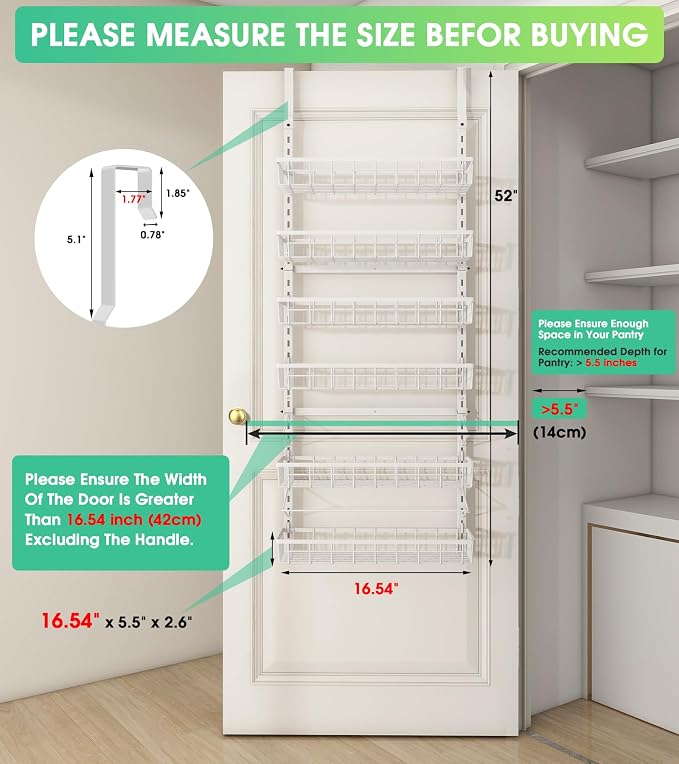 Mefirt Over The Door Pantry Organizer, Wall Mount Spice Rack, Pantry Hanging - Image 2