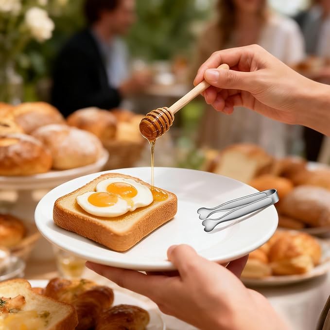 12 PCS Heart-Shaped Small Serving Tongs, 4.3 Inch Mini Sugar Tongs Silver - Image 6