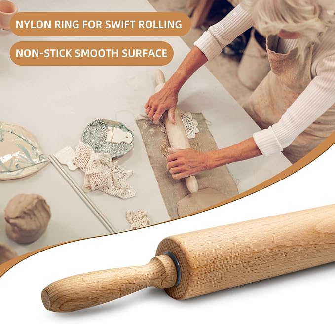 Professional Clay Rolling Pin, 17 Inch Non-Stick Clay Roller - Image 5