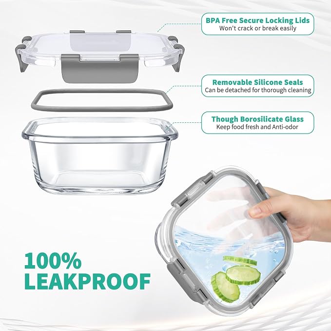AMALEKO 34pc Glass Food Storage Containers - Image 3
