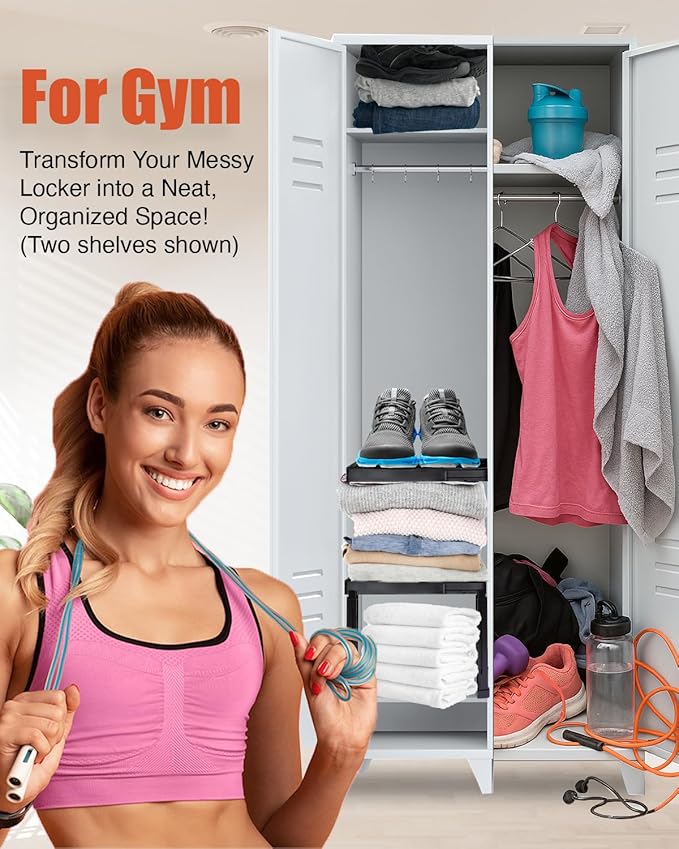 Piffny Locker Organizer Shelf， Adjustable Width and Height, Ideal Locker Shelf - Image 4