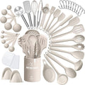 Silicone Kitchen cooking Utensils Set, AIKKIL 43 Pcs Heat Resistant Khaki by AIKKIL
