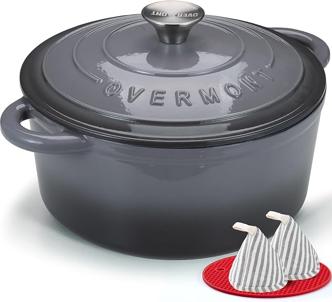 Overmont Enameled Cast Iron Dutch Oven - 7QT Pot - Heavy-Duty Cookware by Overmont